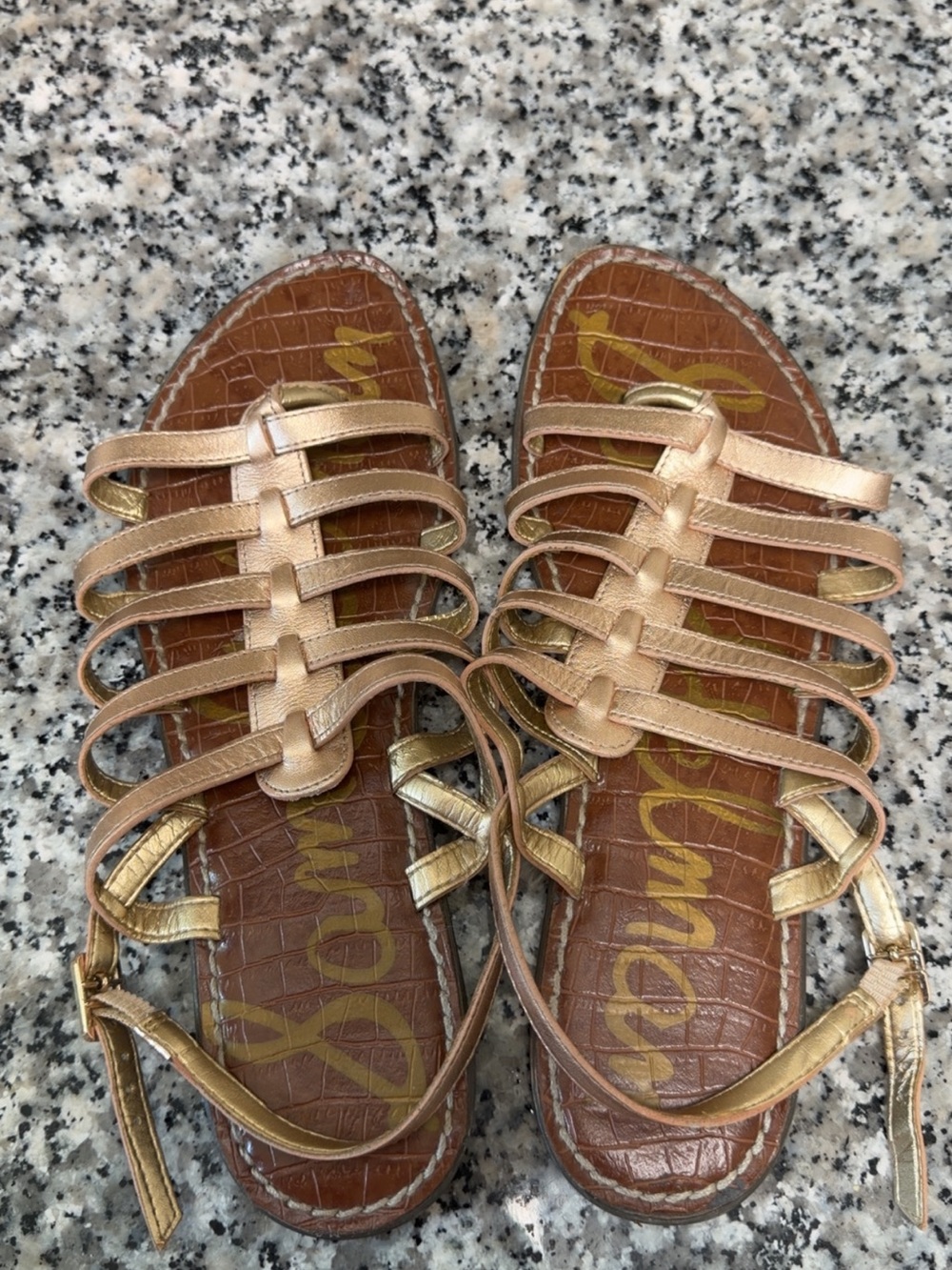 Sam Edelman Metallic Gold Strappy Gladiator Sandals